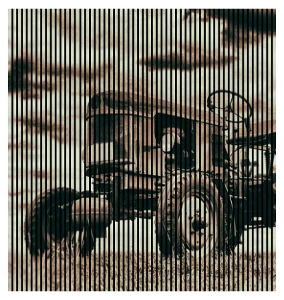 Akustikpaneele mit Digitaldruck Traktor01 19 x 2253 x 2400 mm Traktor Landschaft MDF PET-Fasern Wandpaneele Grau Weiß 4 Einzelplatten