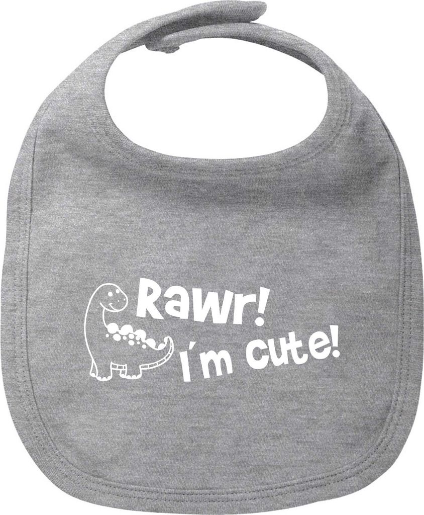 Huuraa Baby Lätzchen Brachiosaurus I`m cute Heather Grey Klettverschluss Baumwolle Latz Geschenkidee