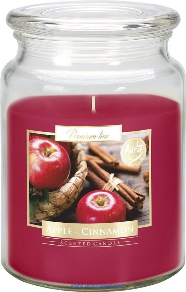 BISPOL Apfel-Zimt Duftkerze im Glas, 100h, 9,9cm, 14cm