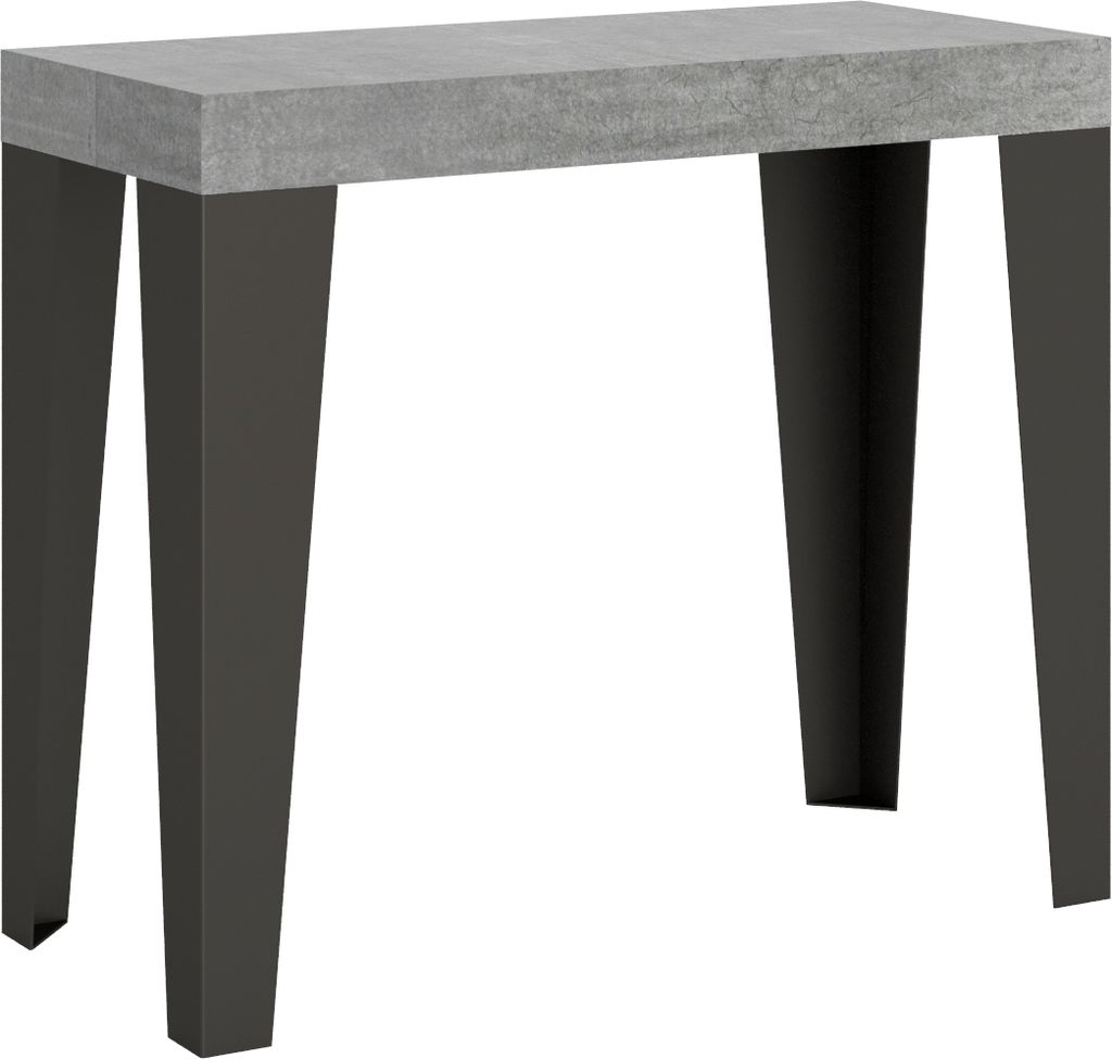 Ausziehbare Konsole 90x40/300 cm Flame Premium Cement Anthrazitrahmen