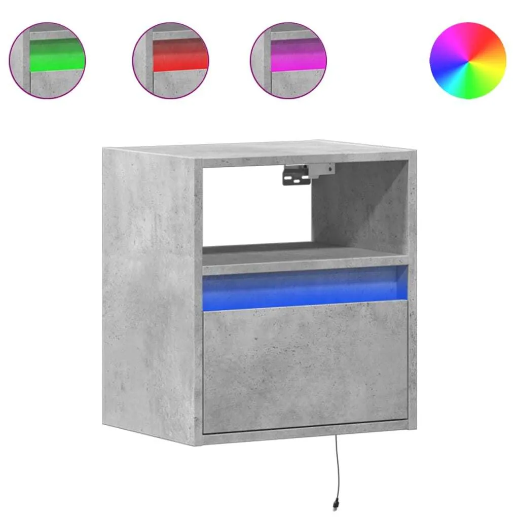 SYFAX™ Mobili TV a Parete con Luci LED 2pz Grigio Cemento 41x31x45 cm