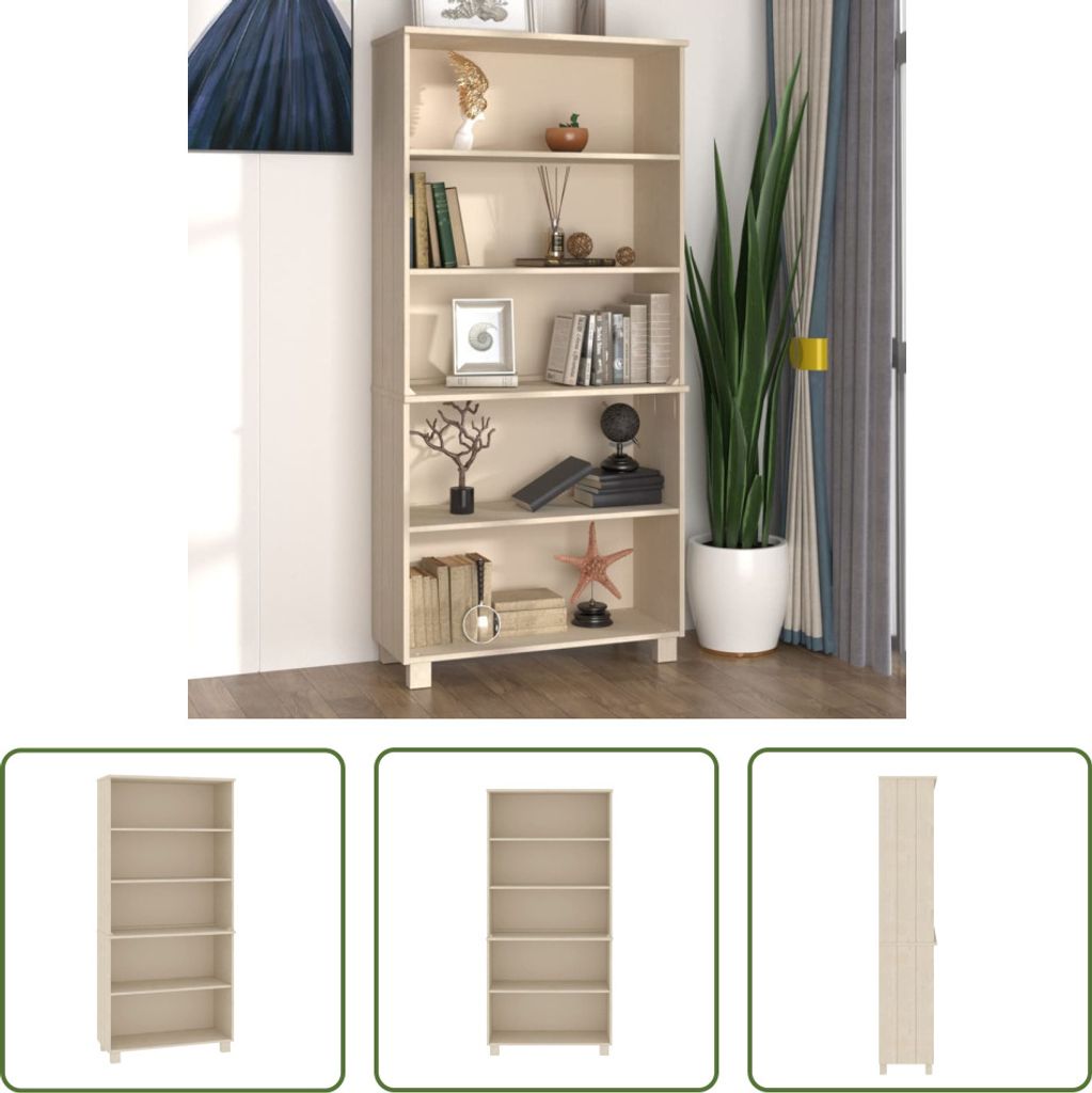 The Living Store Highboard HAMAR Massivholz Kiefer Honigbraun