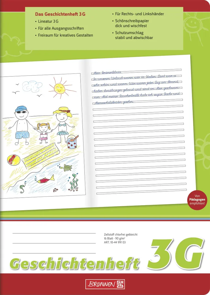 Cahier A4 BRUNNEN Lignage 3G 16Feuilles : Écriture Propre et Soignée