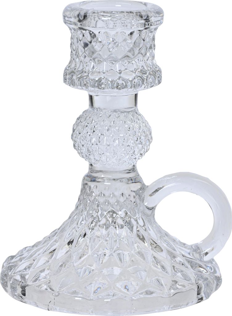 Glas-Kerzenhalter mit Henkel 10,5 cm für Stabkerzen 4er Set, 4 Stück