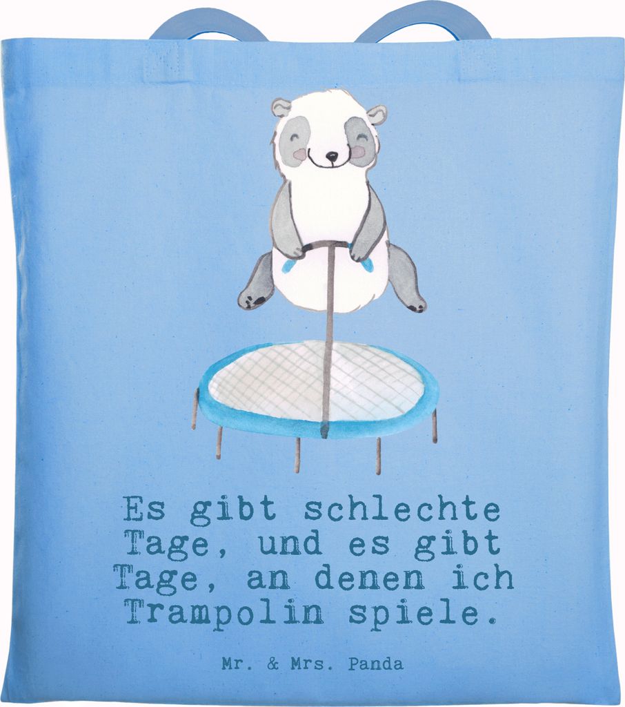Mr. & Mrs. Panda Einkaufstasche Panda Trampolin springen - Sky Blue - Geschenk, Uni Tasche, Laptoptasche, Tote Bag, Fitnessstudio, Schultasche, Sho...
