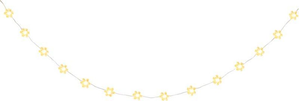 Kette MagicHome Vianoce, PVC, Schneeflocken, 15xLED warmweiß, 1.4 m + 0.3 m, batteriebetrieben