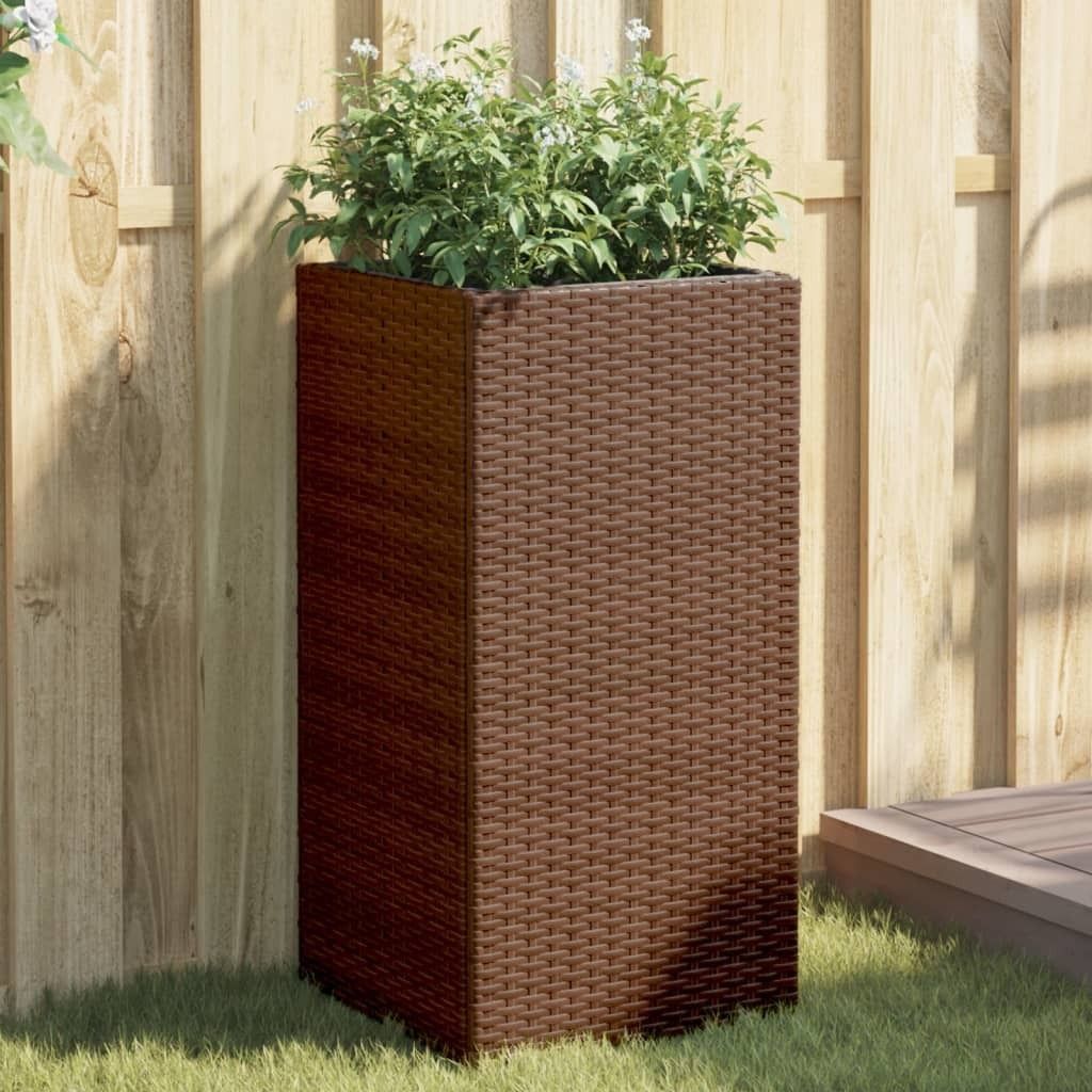 Design Pflanzkübel 2 Stk. Braun 40x40x80 cm Poly Rattan, Gabionen 2024 Neu