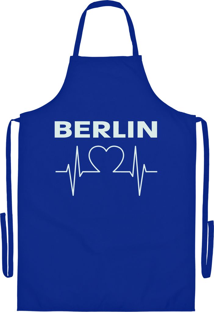 multifanshop Grillschürze - Berlin blau - Herzschlag, blau, Größe one size