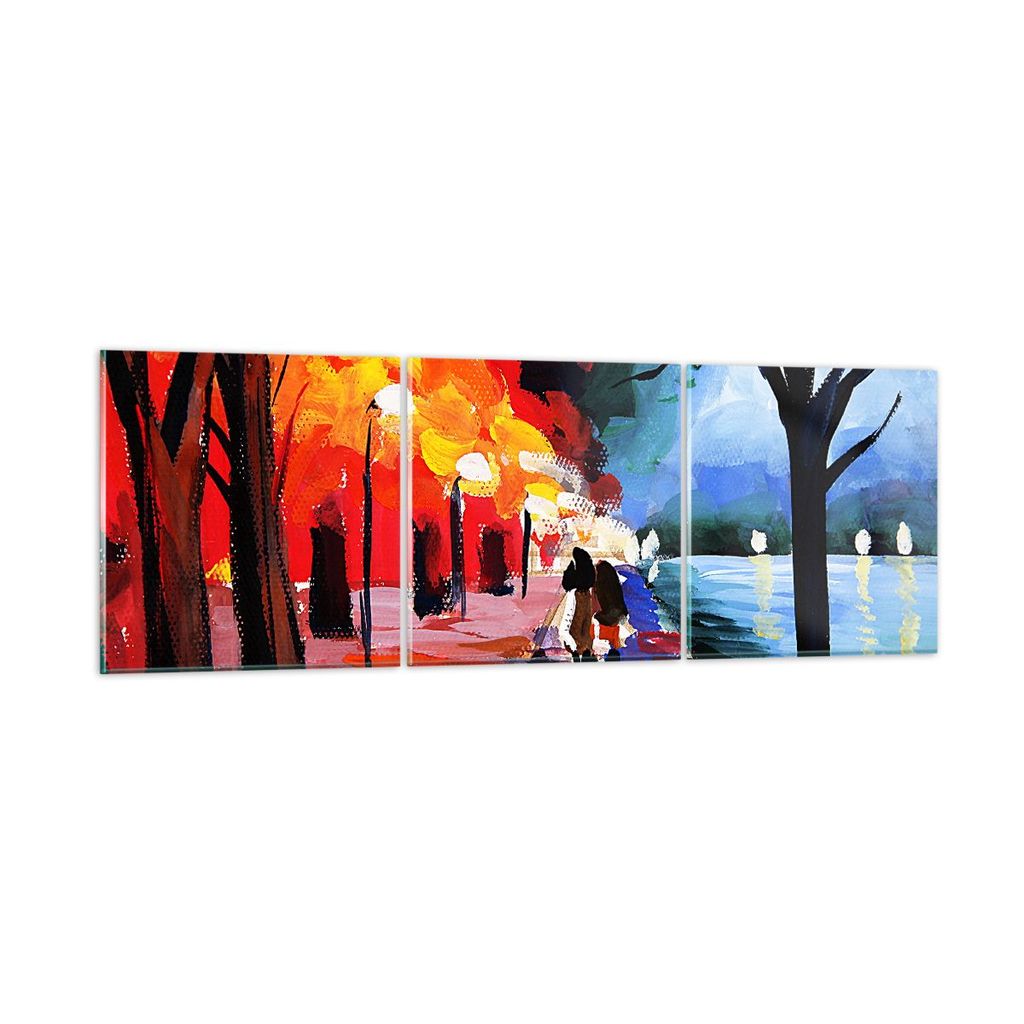 Bilder auf glas - Grafik Abbildung See Abend - 90x30cm - Glasbilder - Wandbilder - Kunstdruck - zum Aufhängen bereit - Wanddekoration aus Glas - G...
