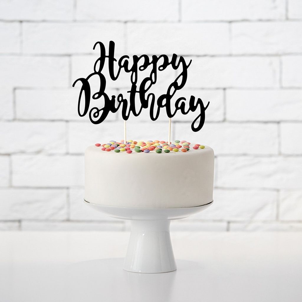 Kuchenaufsatz „Happy Birthday“, Schwarz, 22,5 cm Produktbild 