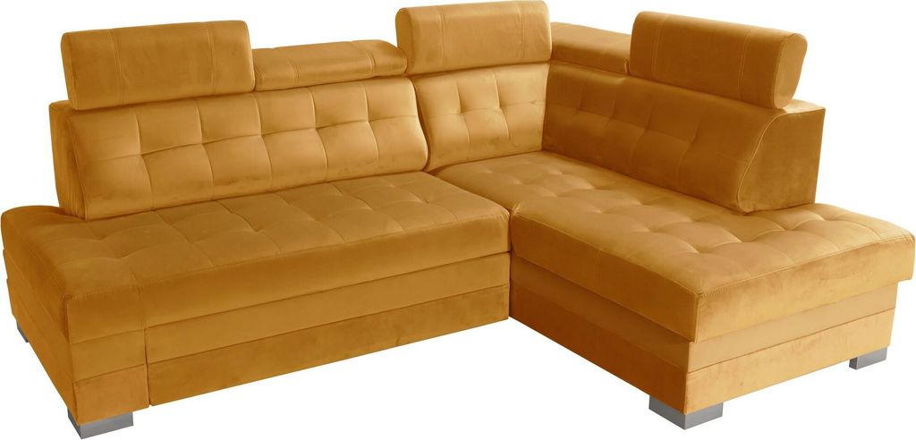 Robin Paris Ecksofa mit Schlaffunktion Bettkasten 5 Verstellbare Kopfstützen Sofa L-Form Schlafsofa Freistehende Eckcouch Schlafcouch Wohnzimmerm...