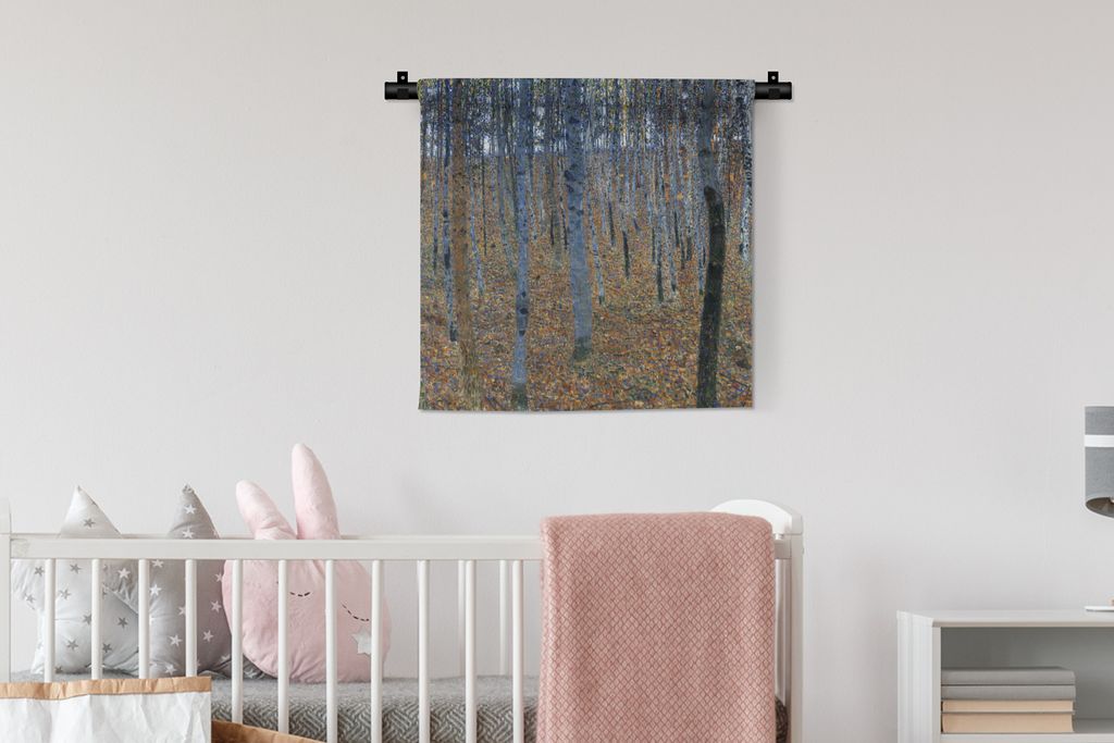 MuchoWow Wandteppich Wandbehang Las brzozowy - Gustav Klimt 60x60 cm Tapisserie Dekoration Wandtuch - Dekorationen - Wand Decke