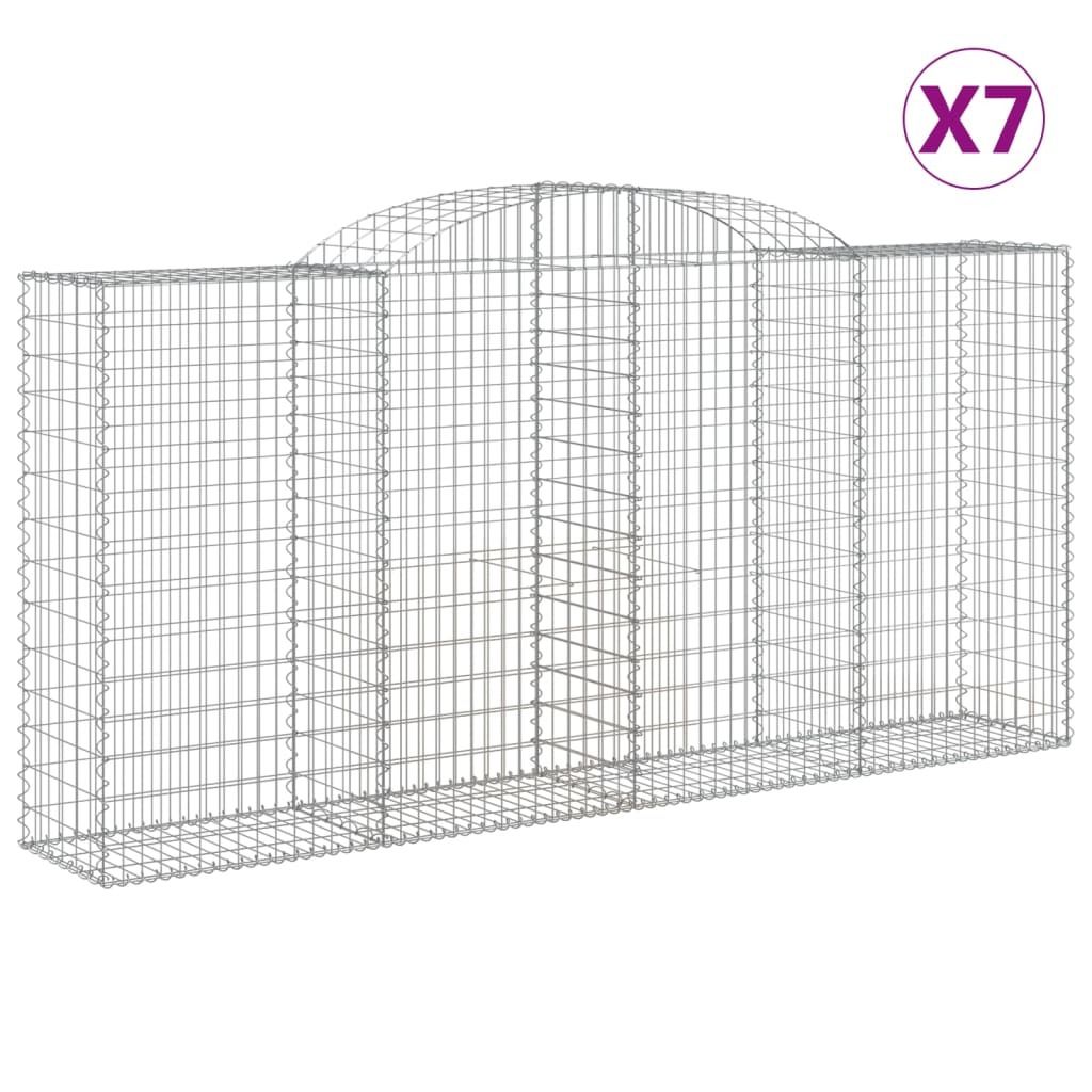 Gabionen mit Hochbogen 7 Stk. 300x50x140/160cm Verzinktes Eisen