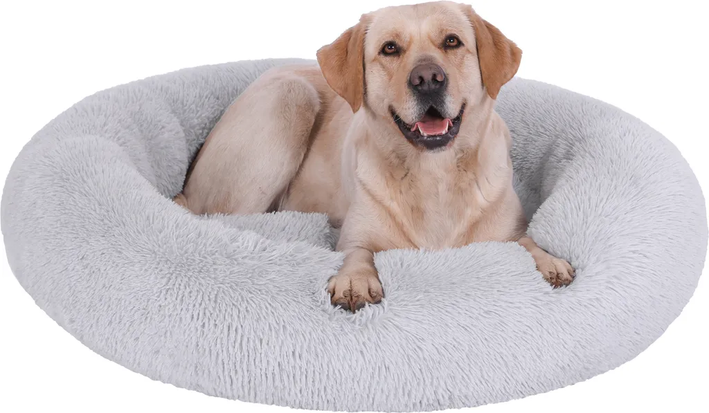 Letto per Cani Rotondo 50cm Grigio Chiaro | Cuccia Gatti Lavabile Morbida