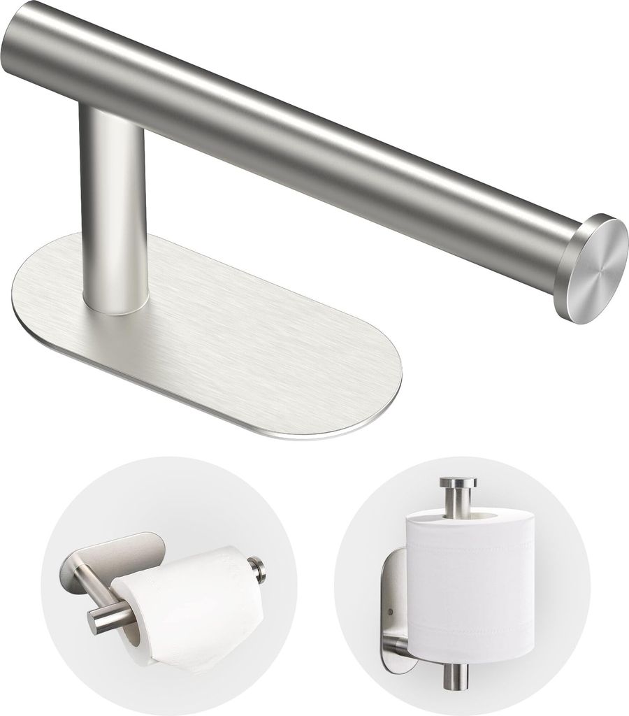 Toilettenpapierhalter Ohne Bohren,Toilette Toilettenpapier Bohren Papierhalter, Silber