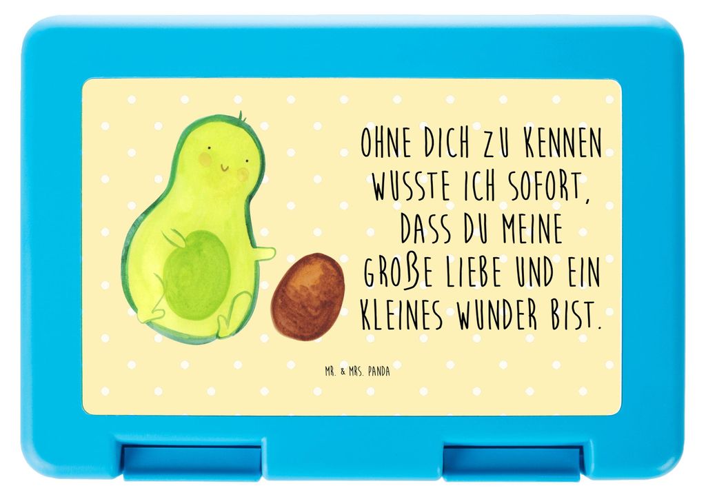 Mr. & Mrs. Panda Lunchbehälter Avocado Kern rollt - Gelb Pastell - Geschenk, Baby, Geburt, Lunchbox, Bentobox, Snackbox, Schwanger, Vorratsdose, G...