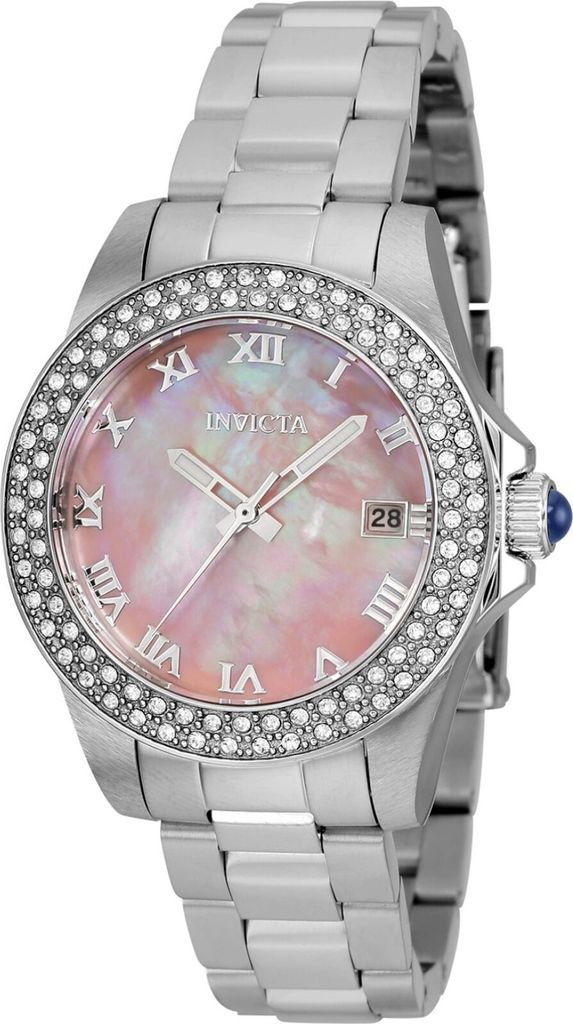 Invicta Angel 36070 Damen uhr - Wasserdicht - Analog - Quarzuhrwerk - Edelstahl mit rosa zifferblat - 34mm