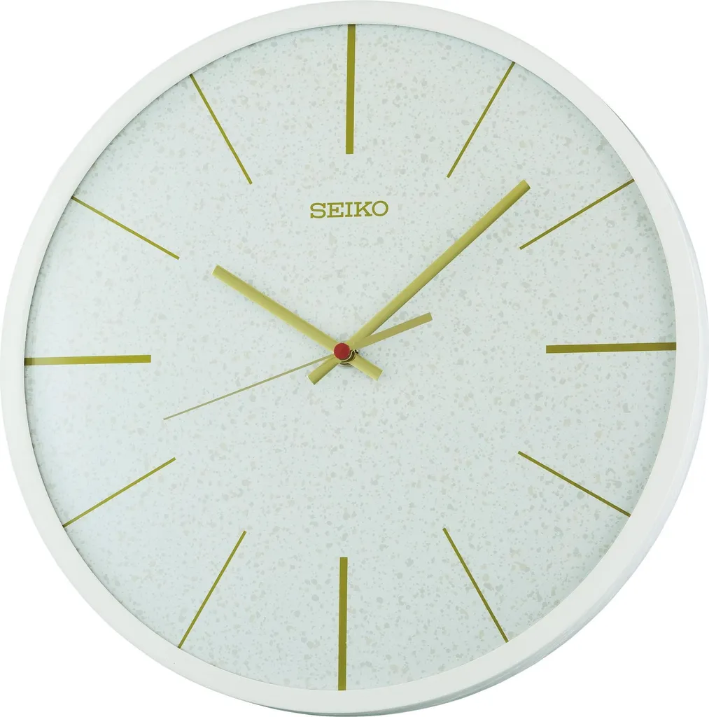 Horloge Murale sans Bruit Seiko QXA828W Précise et Design Blanc Or