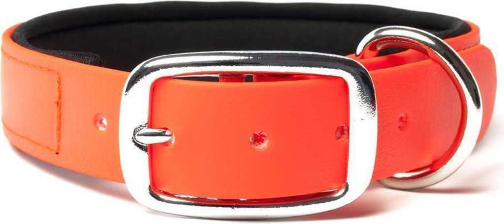 Mystique Biothane Halsband Deluxe Neopren 25mm beta neon orange 55-63cm