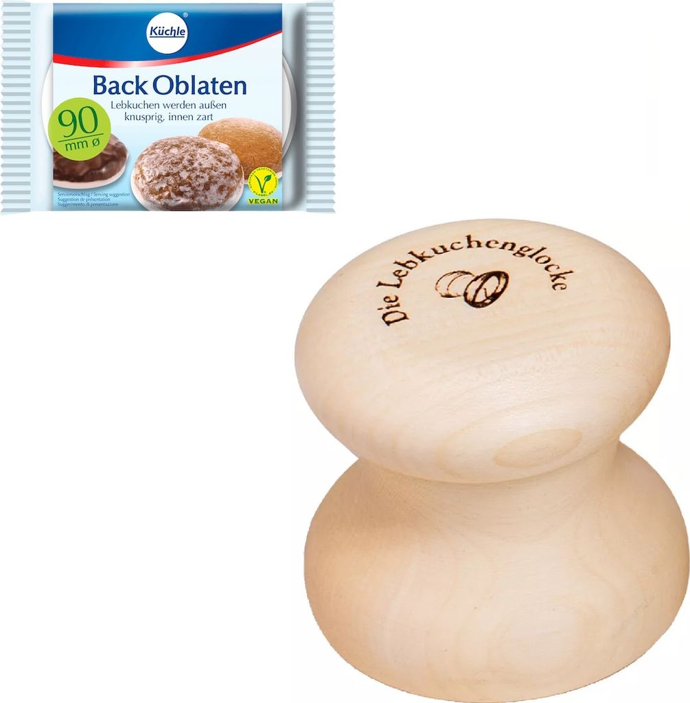 Lebkuchenglocke | Das Original | Lebkuchenmühle Set 90 mm | inkl. Backoblaten | idealer Helfer zum backen von perfekten Lebkuchen, Makronen und Pl...
