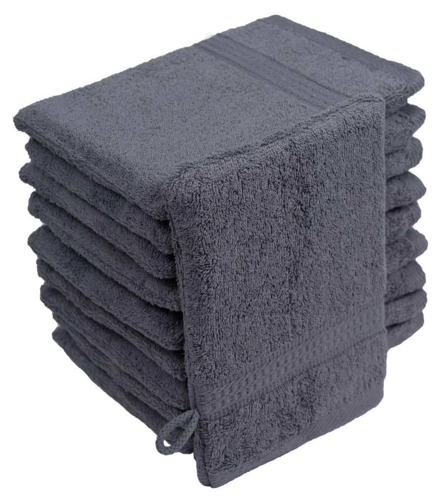 Waschhandschuhe Waschlappen 10er Set Anthrazit / Dunkelgrau Produktbild 