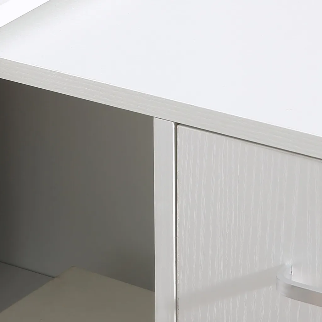Bureau d'Angle Blanc 117 cm : Solution Gain de Place pour Rangement - 9