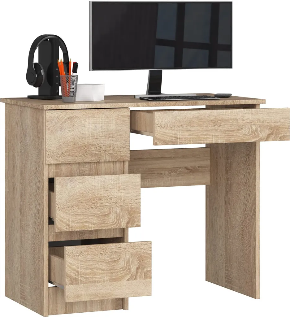 Bureau gain de place 4 tiroirs Chêne Sonoma pour organiser votre espace