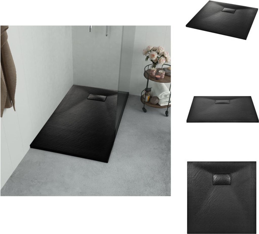 vidaXL Duschwanne SMC Schwarz 90×80 cm - Duschwannen