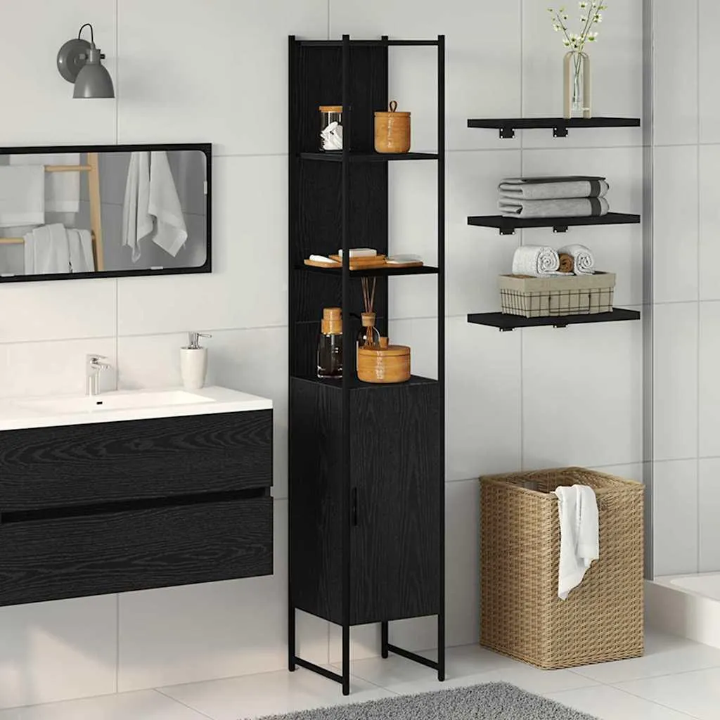 Trasforma il tuo Bagno: Colonna Stabli Möbel Rovere Nero 185cm
