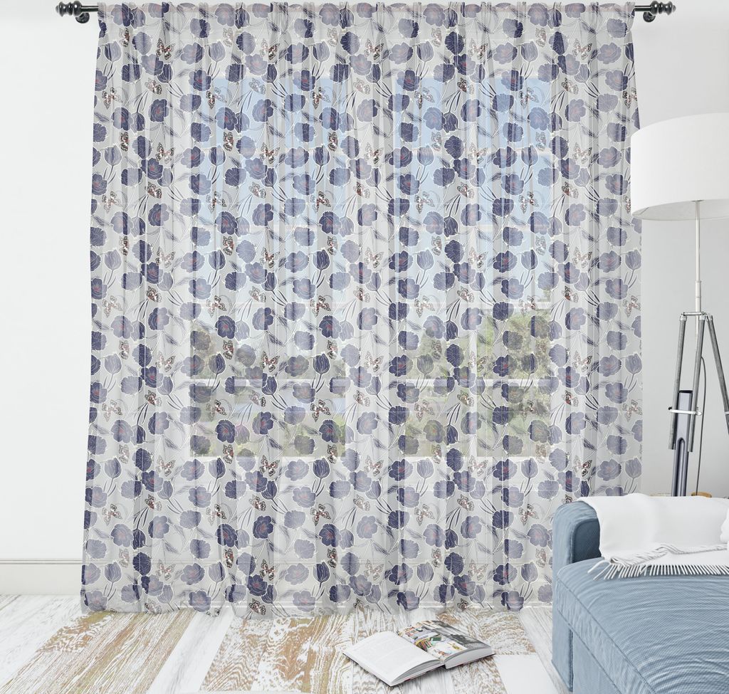 ABAKUHAUS Blumen Wandteppich, Digital generiert Hand gezeichnet Blumenmotive und Schmetterlinge, Wohnzimmer Schlafzimmer seidiges Satin Wandtuch, 1...