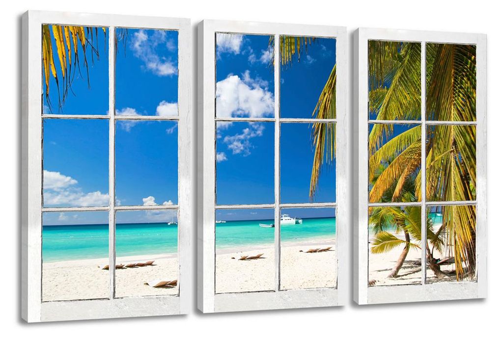 1164 Karibik Fensterblick Leinwandbild 160x90 cm