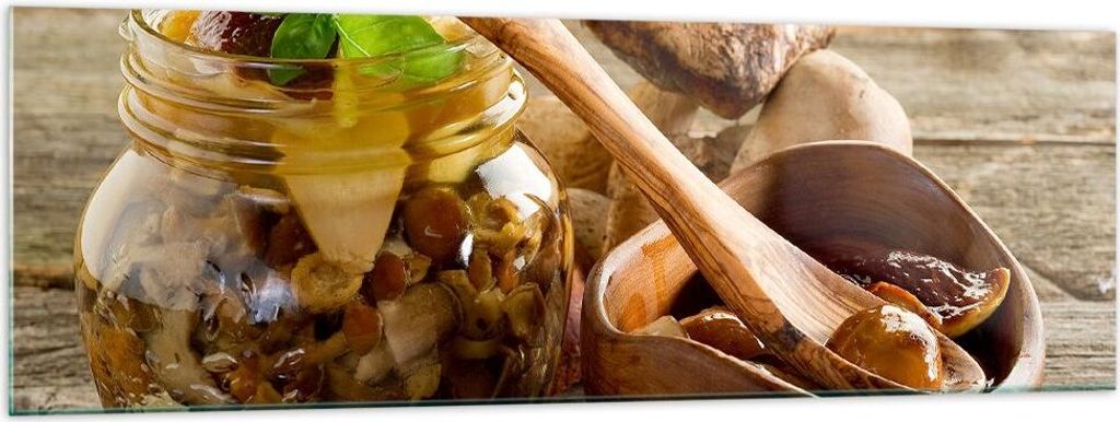 Bilder auf glas - Pilze Mahlzeit Natur Glas - 160x50cm - Glasbilder - Wandbilder - Kunstdruck - zum Aufhängen bereit - Wanddekoration aus Glas - G...