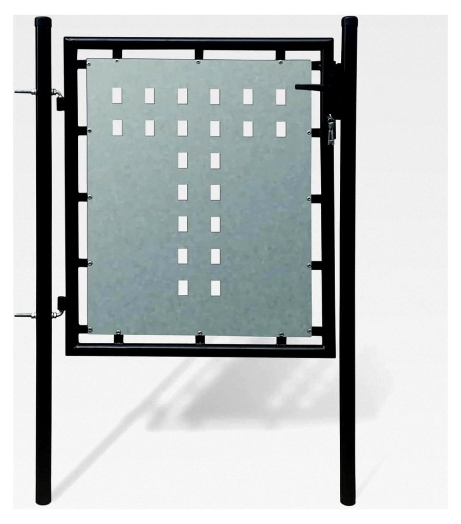 Schwarzes Einzeltor für Zäune 100 x 100 cm, Gartentür für Gartenzaun und Hoftor