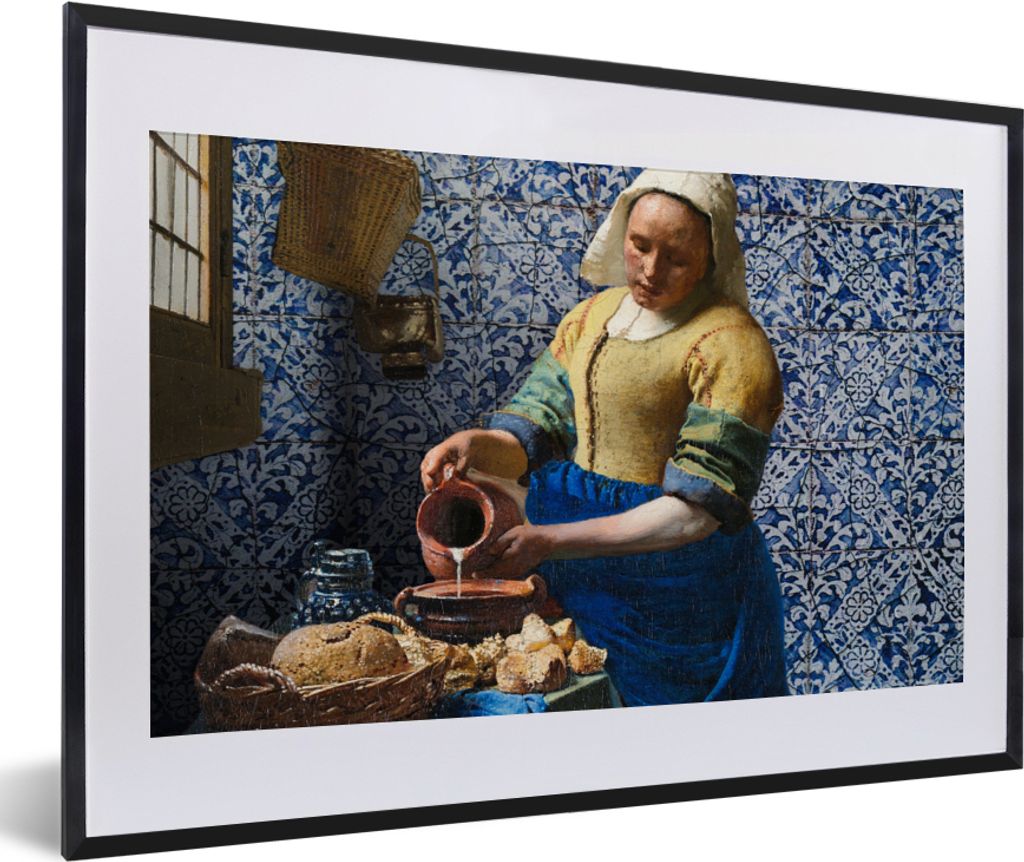 MuchoWow® Gerahmtes Poster Milchmädchen - Delfter Blau - Produktbild 