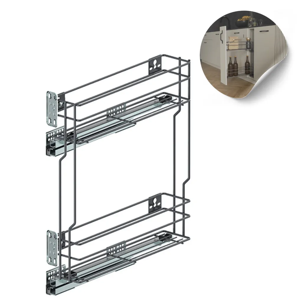 Coulisse d'armoire Softclose anthracite 15 cm gauche pour meuble bas