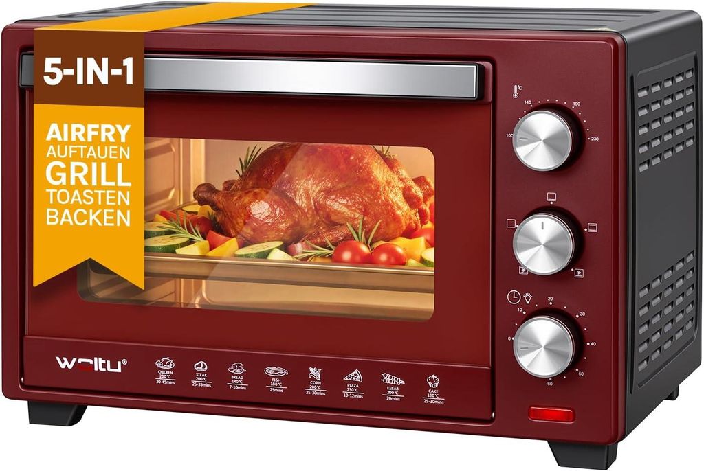 WOLTU Mini Backofen 28 L, Pizzaofen 1600 W, 100-230 °C, Produktbild 