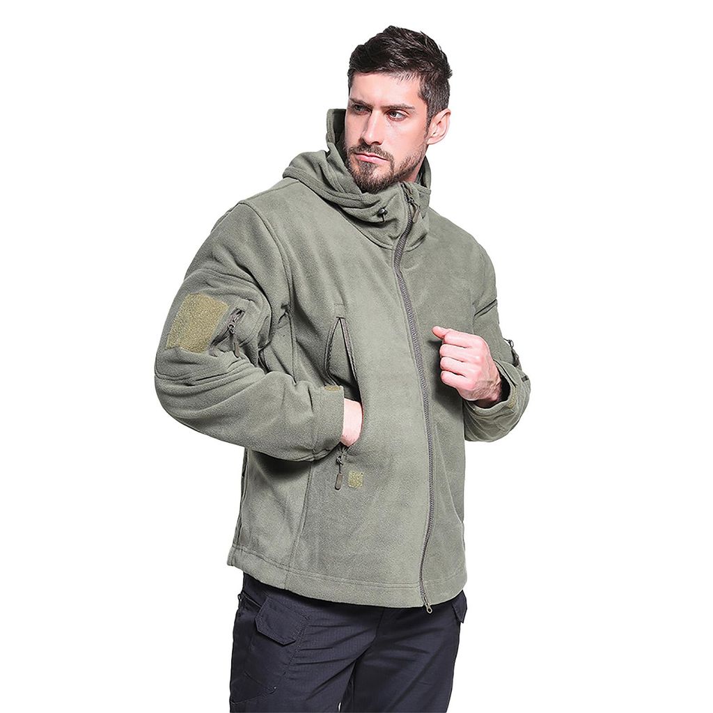 Fleecejacke Herren Fleece Jacke Outdoor Winddicht Kapuzenjacke, für die Übergangszeit, Aus Fleece schnelltrocknend outdoor Arbeit und Abenteuer