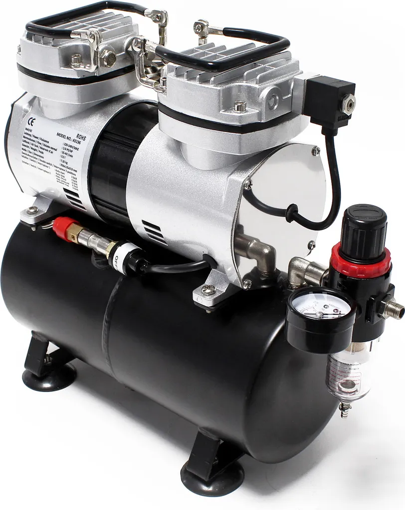 Compresseur Airbrush bicylindre 6 bar avec diaphragme et réservoir d'air