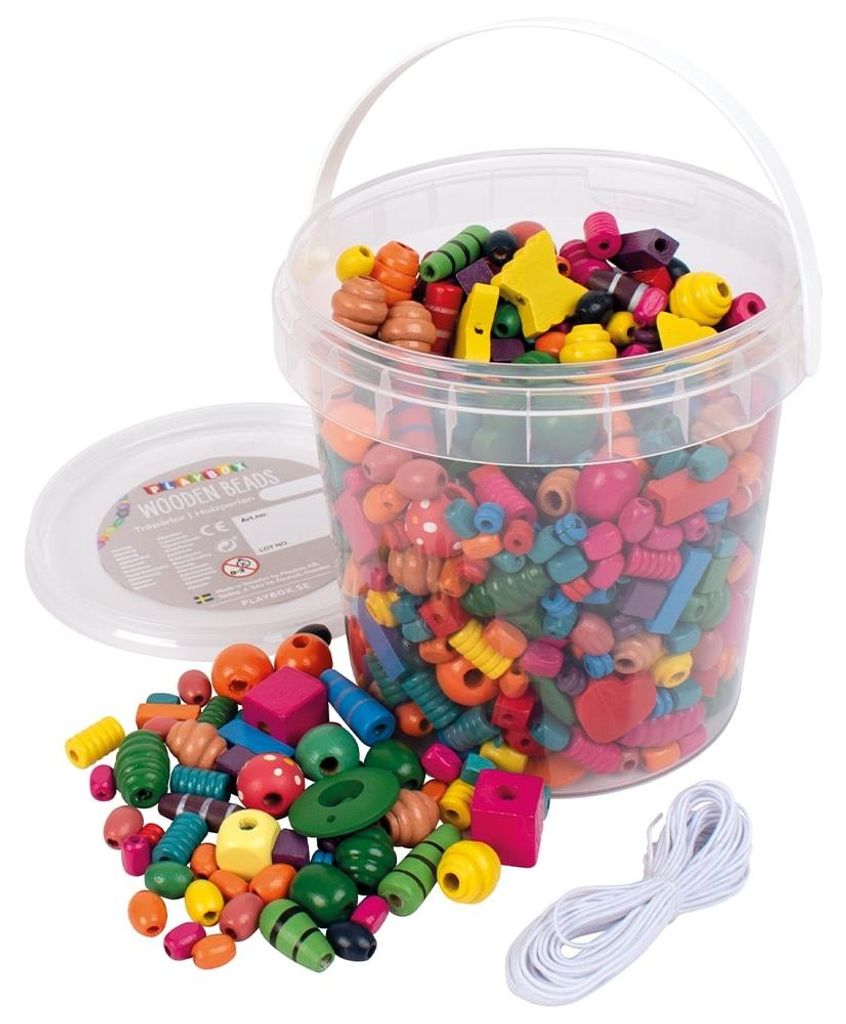 Playbox Holzperlen im Eimer 250 gr grundfarben Produktbild 