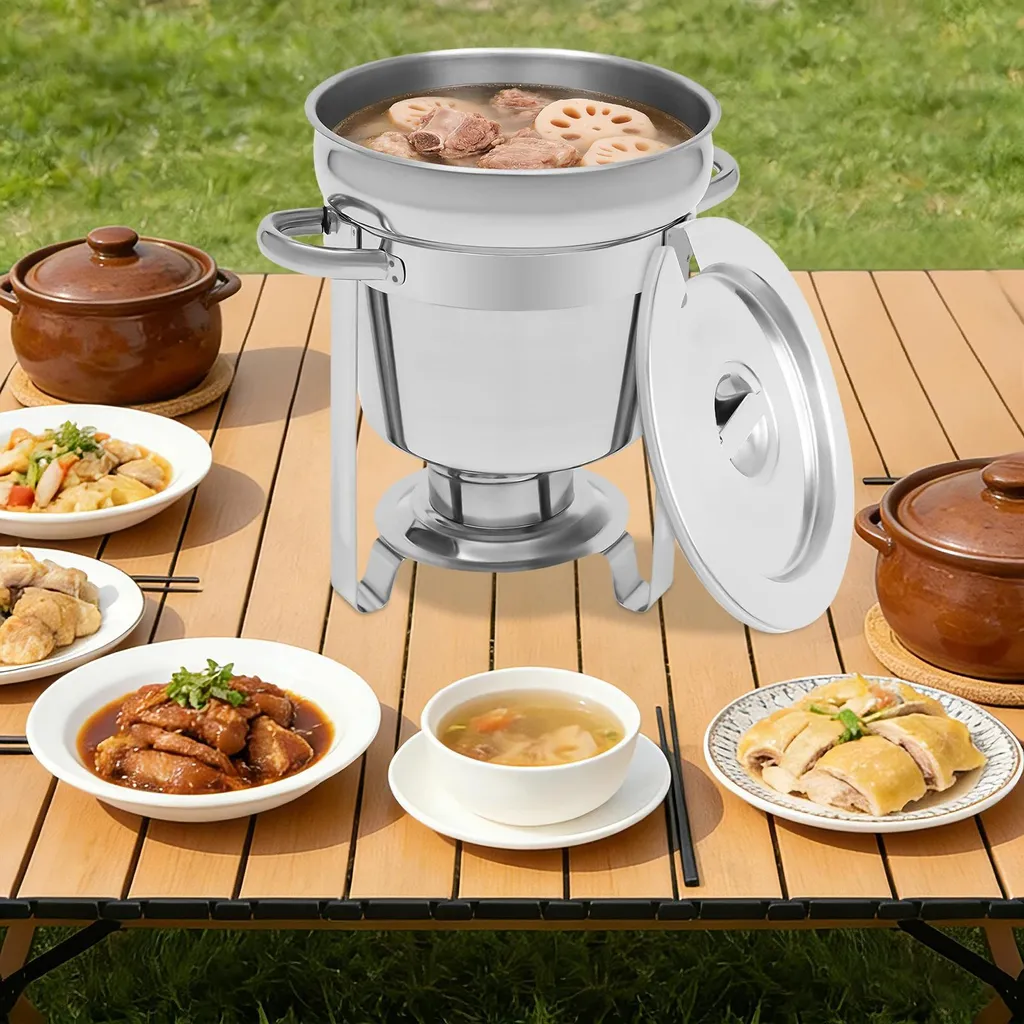 Marmite à soupe électrique 7L en acier inoxydable gris clair robuste