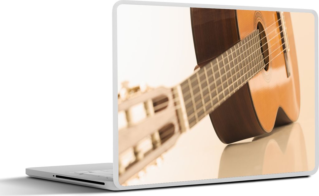 MuchoWow Laptop Aufkleber Sticker Cover Eine auf der Seite liegende akustische Gitarre 40x30 cm - Laptop Dekoration - Selbstklebend