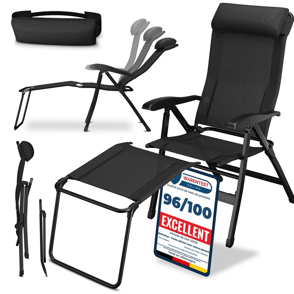 ELONEO Chaise de camping pliante avec repose-jambes Image du produit 