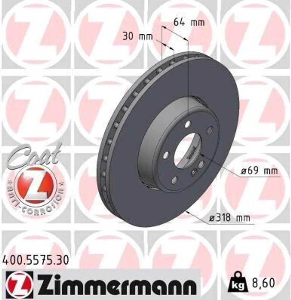 Disque de frein Zimmermann 318mm performance 400.5575.30 pour berline