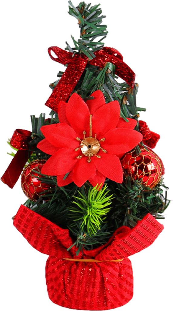 Mini-Weihnachtsbaum, exquisite Verarbeitung, Desktop-Weihnachtsbaum für Zuhause, Büro, festliche Schreibtisch-Dekoration, Rot