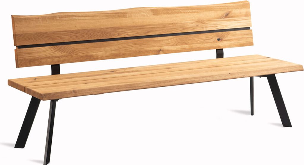 Bank Vig 180 cm mit Baumkante Wildeiche Massiv Geölt