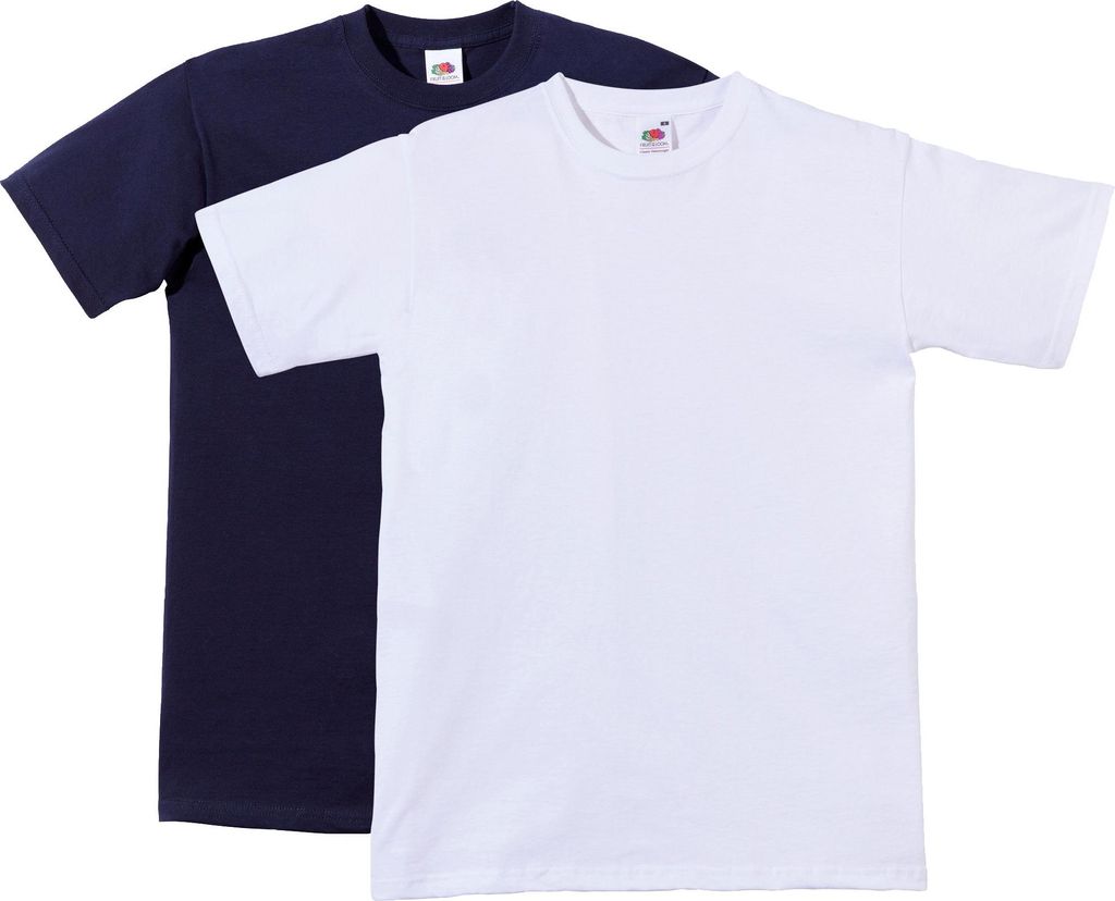 Fruit of the Loom Uni-T-Shirt, 2er-Pack dunkelblau/weiß XL