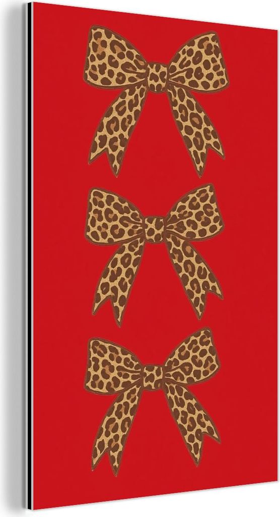 MuchoWow Wanddekoration Metall Metallbild Wandkunst 20x30 cm Schleifen - Pantherdruck - Rot MuchoWow Aluminium Gemälde - Alu Dibond Bild