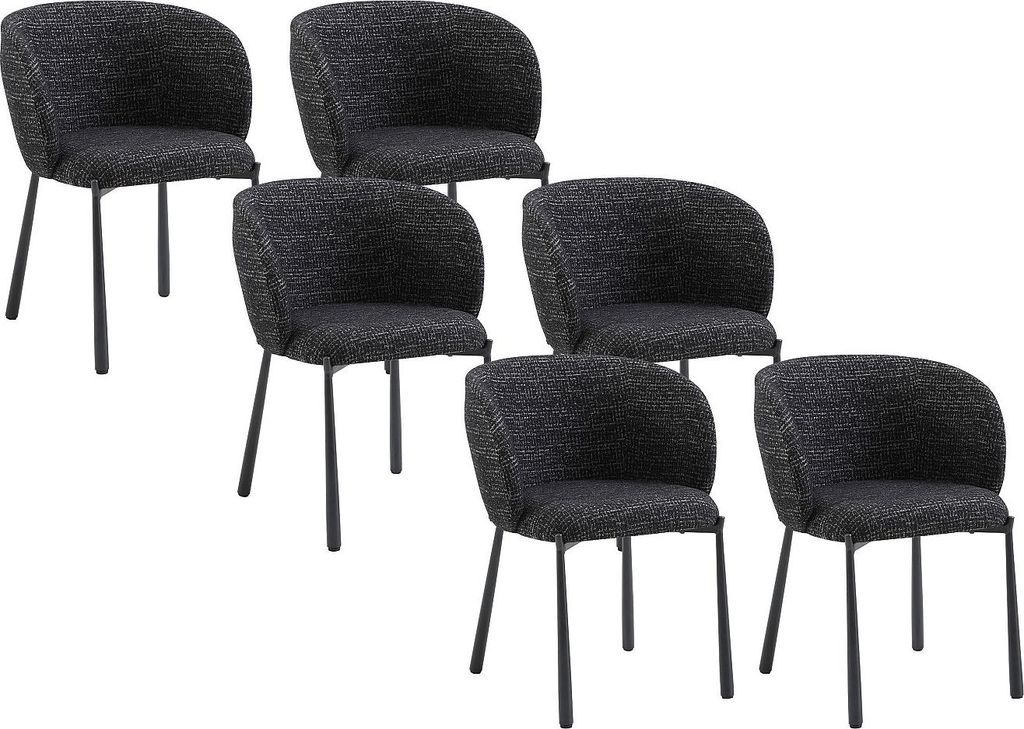 Stuhl 6er-Set - Tweedstoff & Metall - Schwarz - SIJOLA