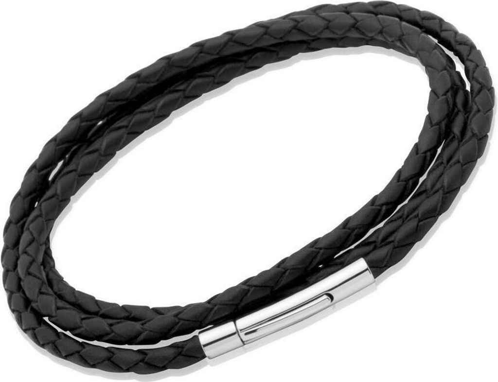Schwarzes Unique Lederarmband mit Clipverschluss LB0193