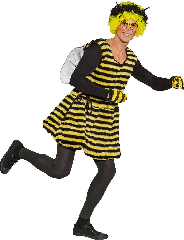 A person wearing a bee costume.